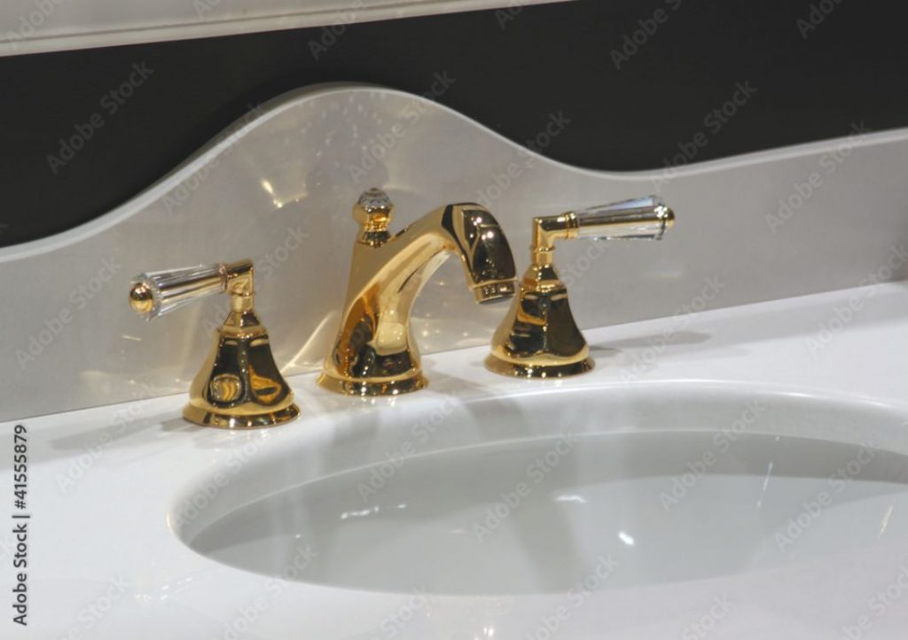 Gold bathroom sink fixture