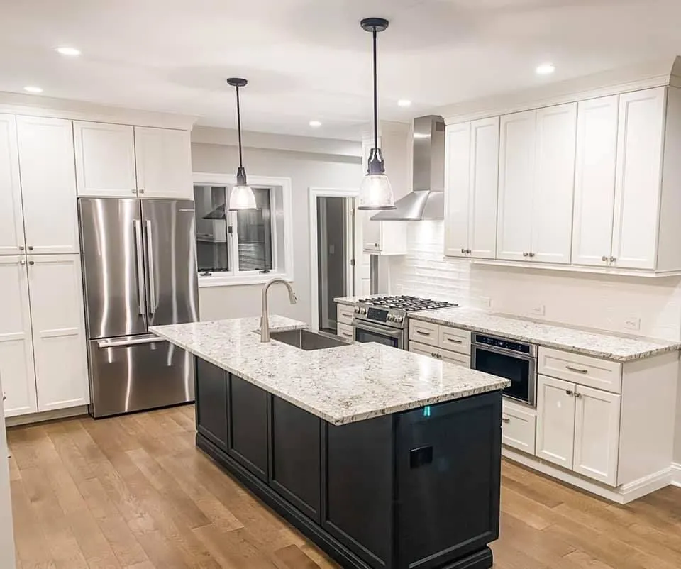 Kitchen with matching island and other countertops