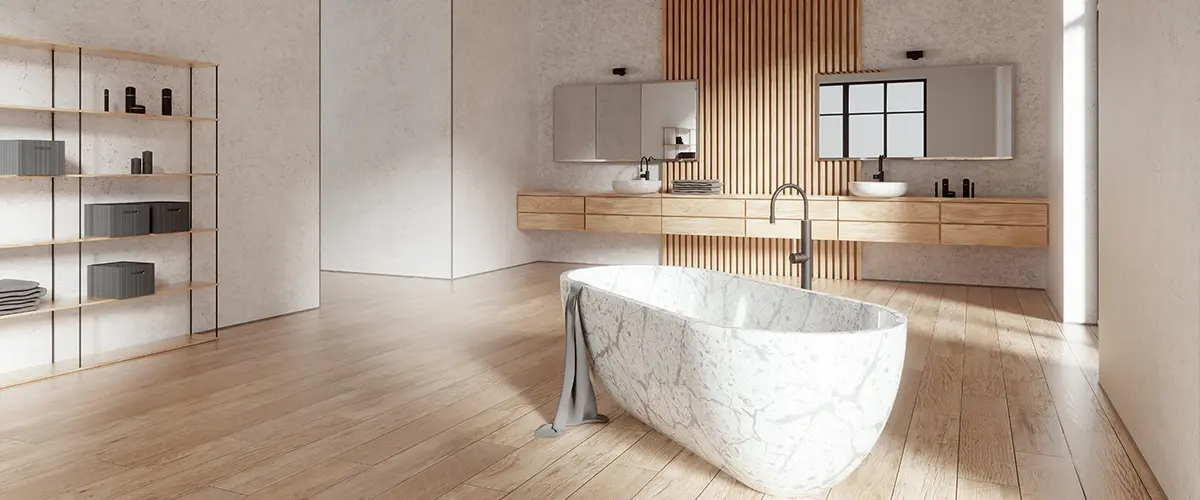 Master bathroom layout ideas on large open bath with tub