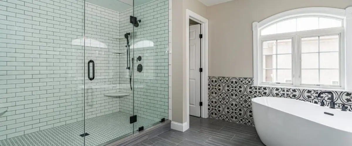 large glass door shower remodel