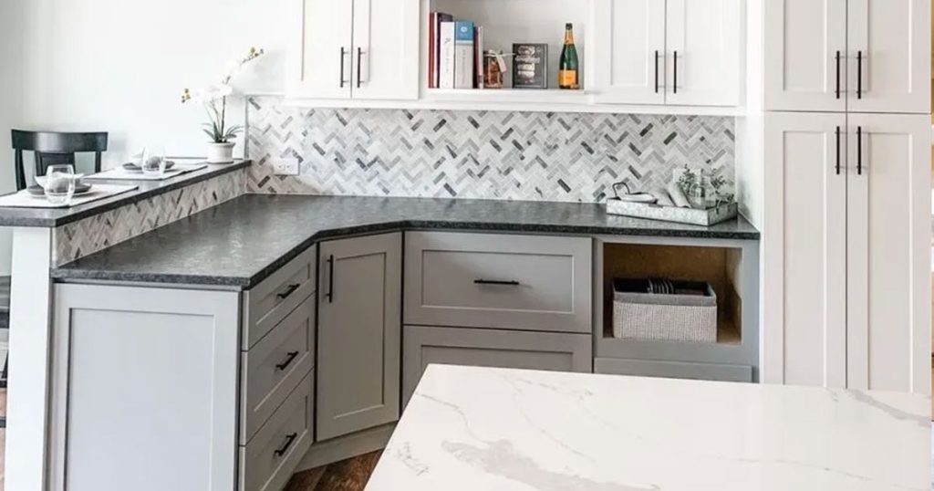 two different countertop materials kitchen