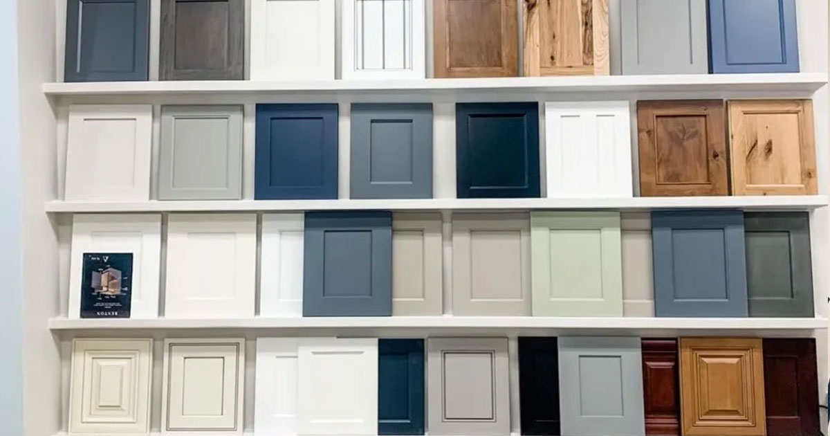 multiple colors of cabinet doors and styles