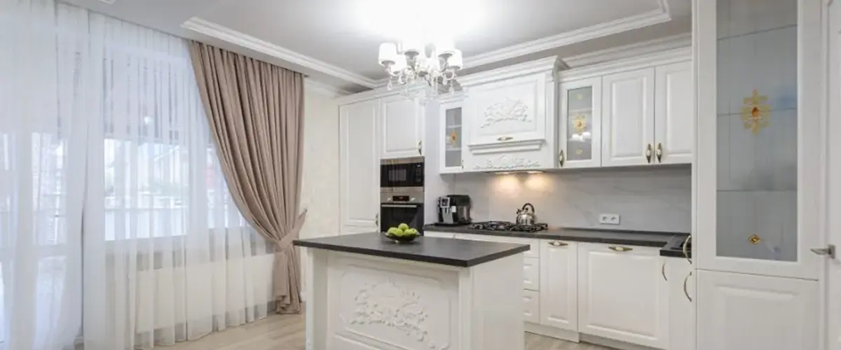 using a chandelier for kitchen island