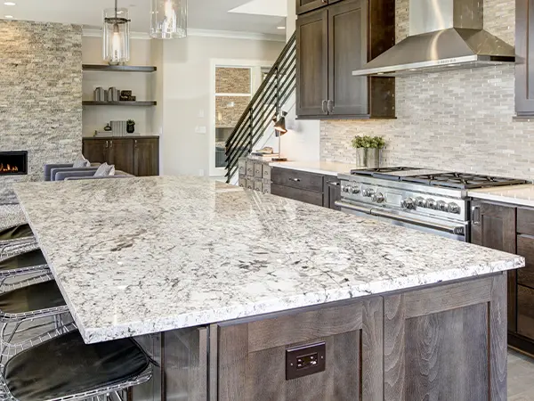 Granite countertop on a large island