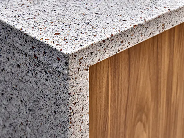 Granite countertop on wooden island