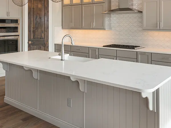 Marble countertop on a kitchen island
