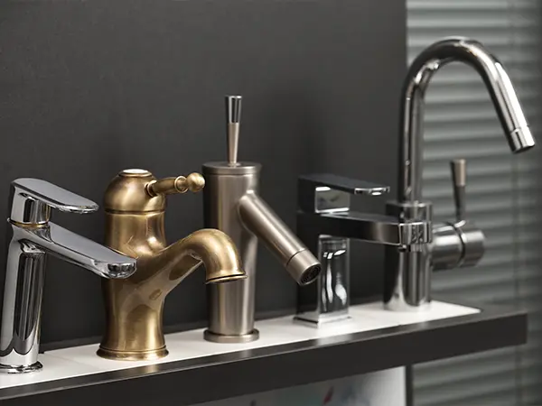 Different samples of faucets for sinks