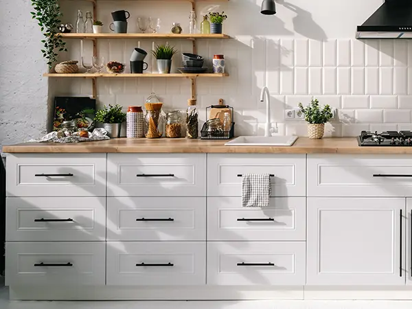 Traditional cabinets with silver handles