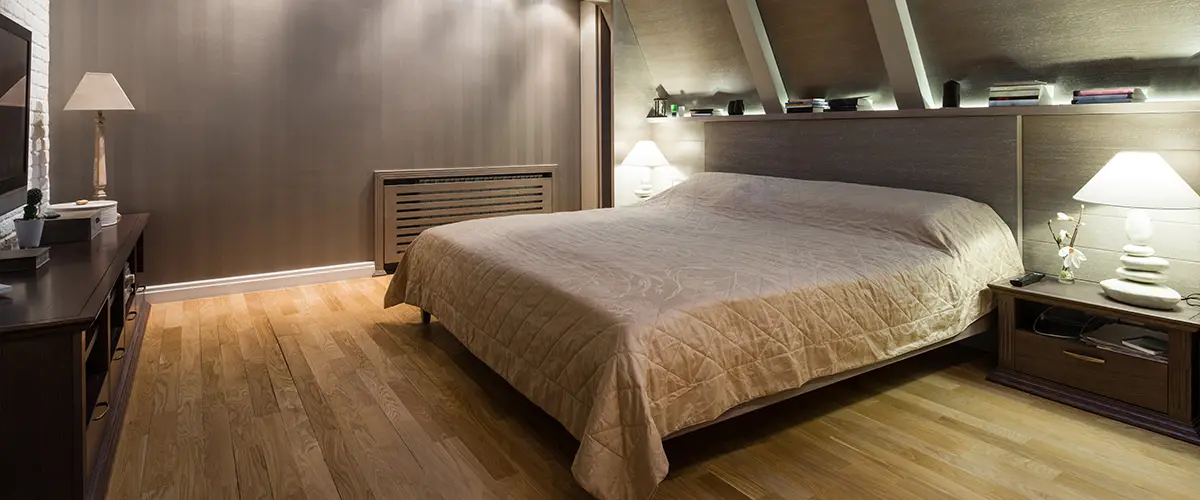 A bedroom addition on the second floor of a home