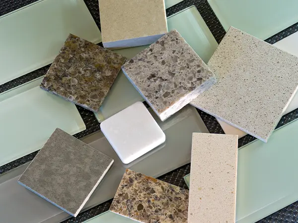 multiple squares of countertop materials