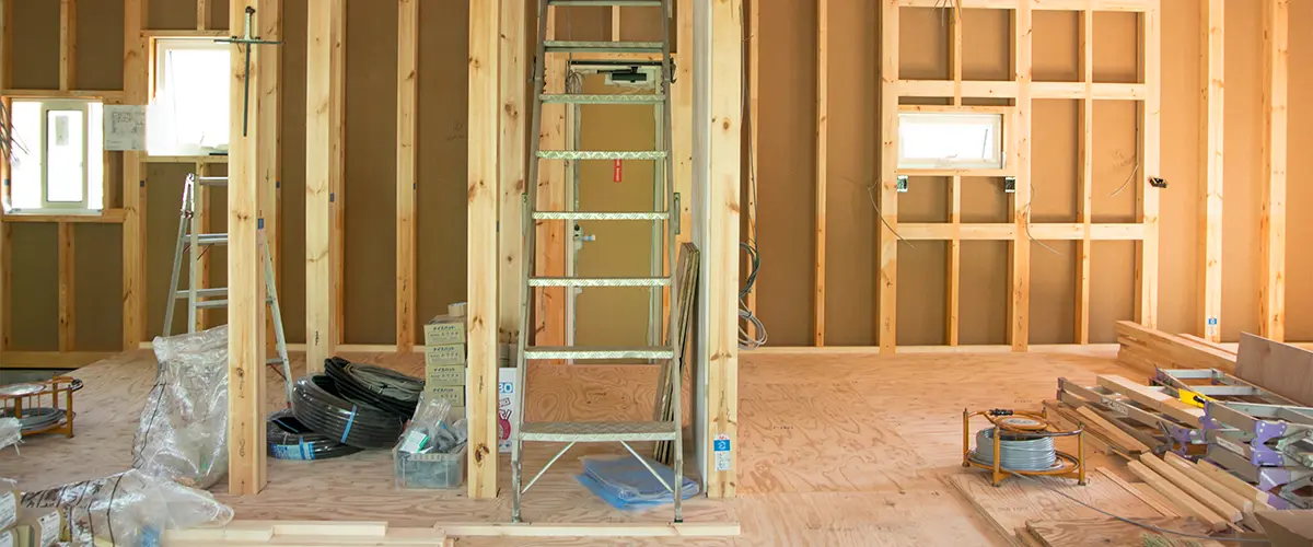 Drywall framing in home remodeling project