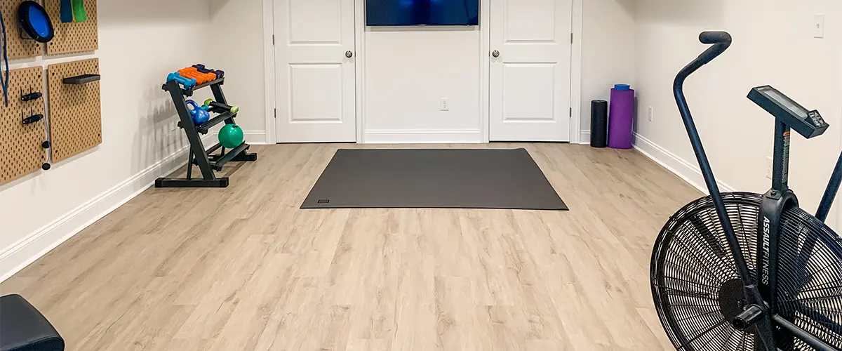 A basement transformed into an in-house gym