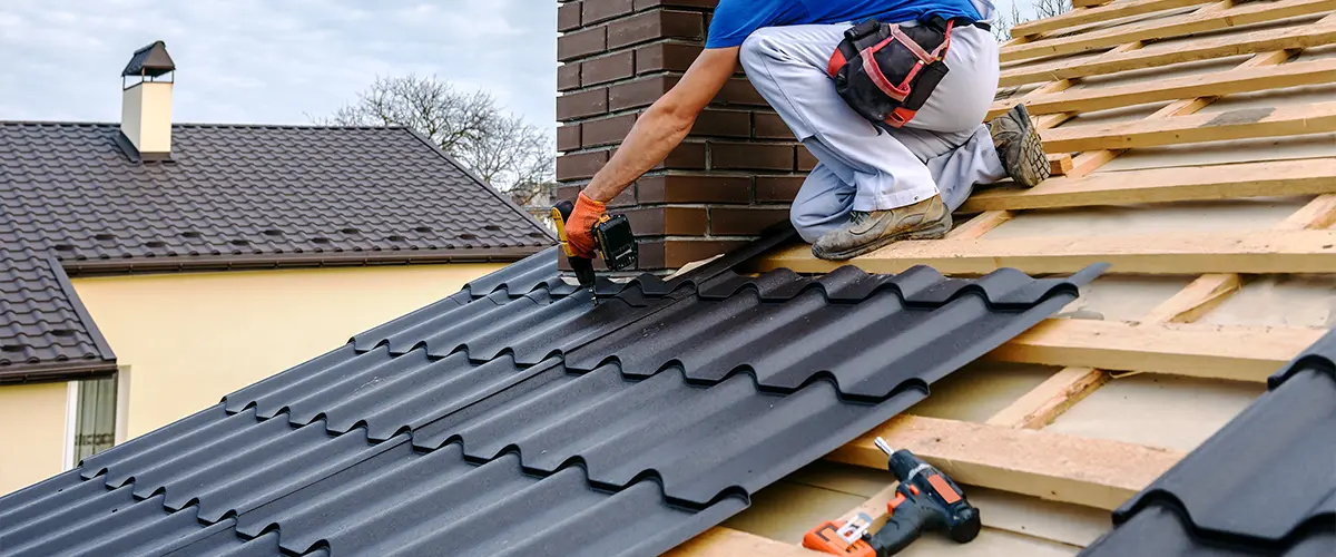 A contractor working on a roof
