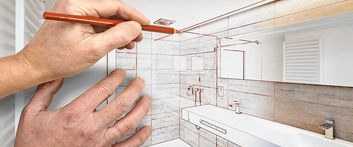 hand over shower sketch as shower remodel process step 2 design
