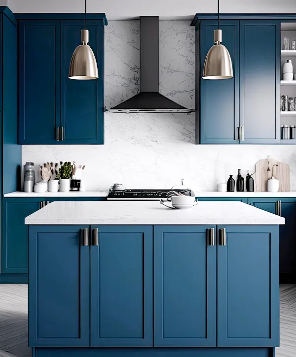 Cabinet Resurfaced In Blue Color By Pellak Construction