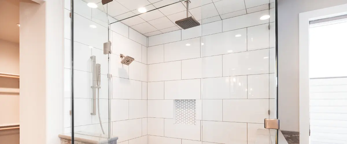 Farm House Steam Shower with Beautiful Glass Enclosure
