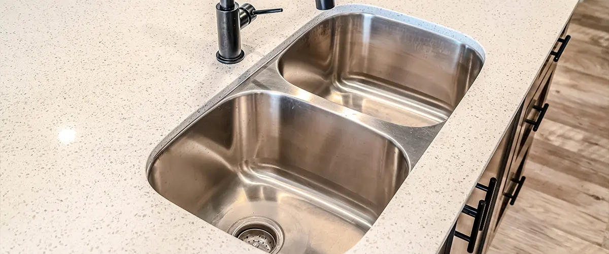 stainless steel double bowl sink for quartz countertop