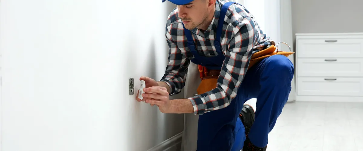 electrician fixing an electrical outlet in Springfield, Pennsylvania