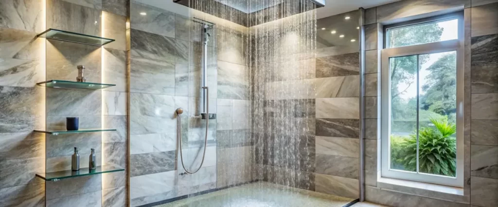 Spacious rainfall shower