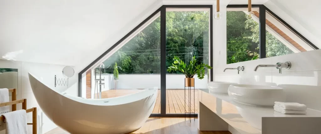 modern-bathroom-with-freestanding-tub-and-slanted-windows